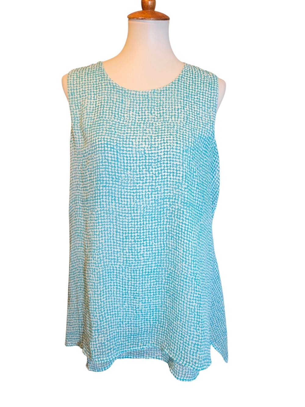 Fever Aqua and White Patterned Sleeveless Tank Top